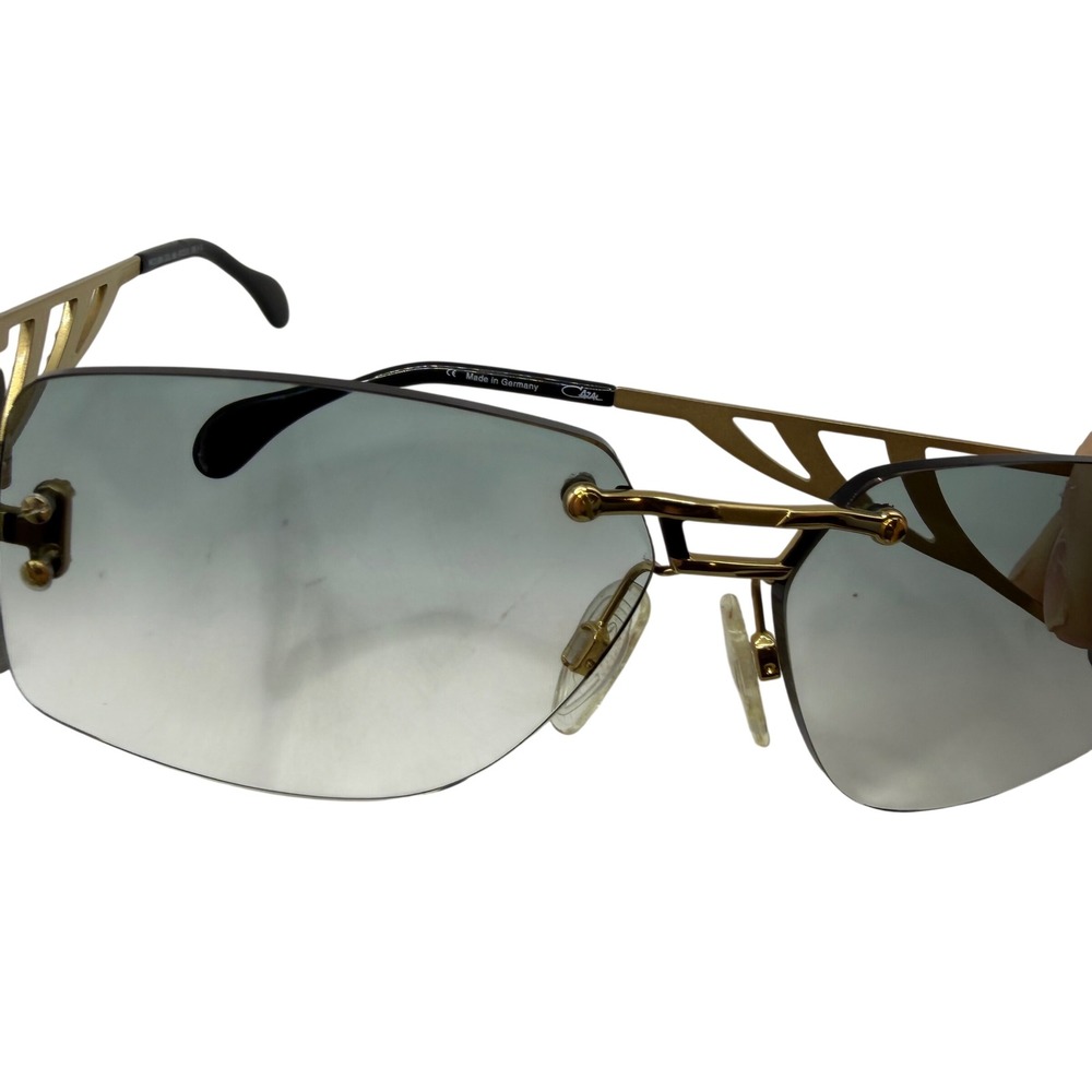 Cazal Mod 926 Rimless Sunglasses Gold Gray Lens Rhinestone Germany Designer - Picture 4 of 12